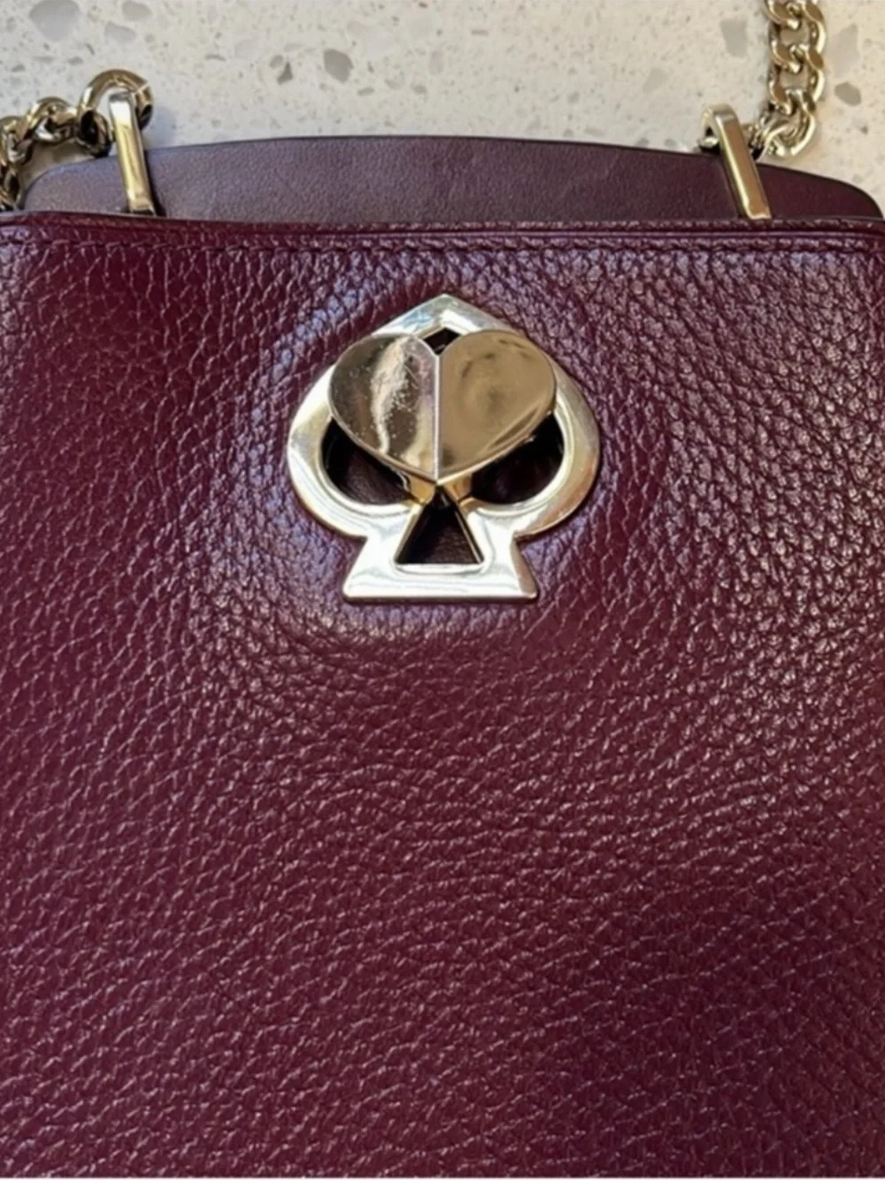 kate spade Wine Leather Logo Crossbody Bag